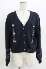 画像1: axes femme / 刺繍×ビジューニットカーデ M ネイビー H-26-08-11-066-AX-TO-NS-ZH (1)