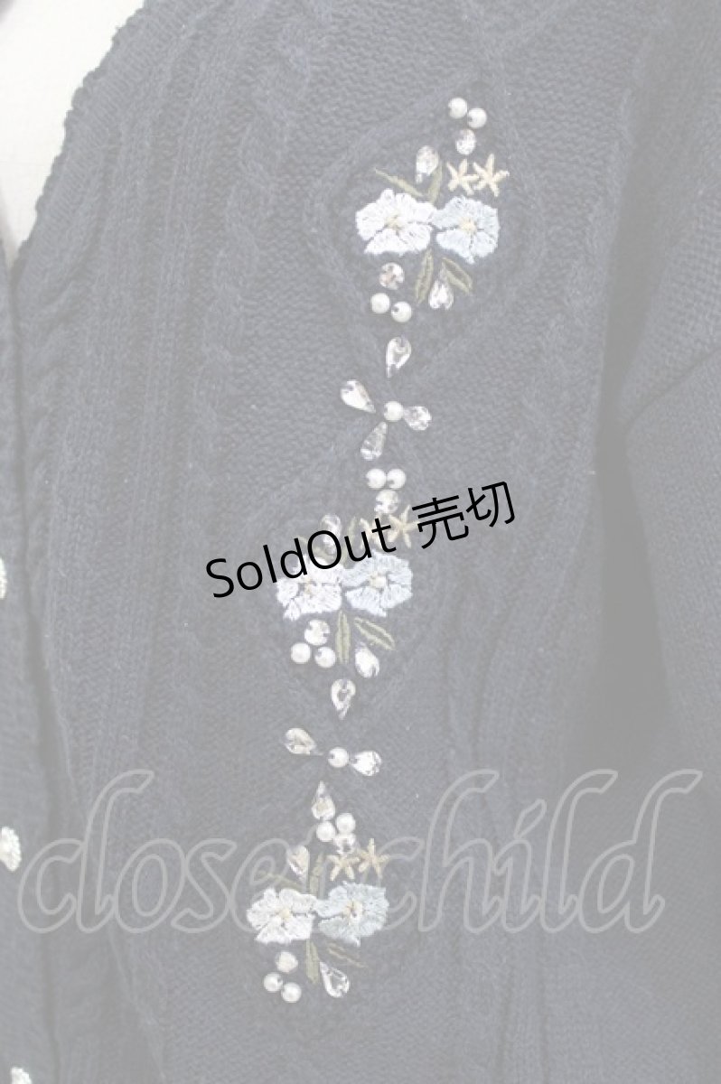 画像4: axes femme / 刺繍×ビジューニットカーデ M ネイビー H-26-08-11-066-AX-TO-NS-ZH (4)