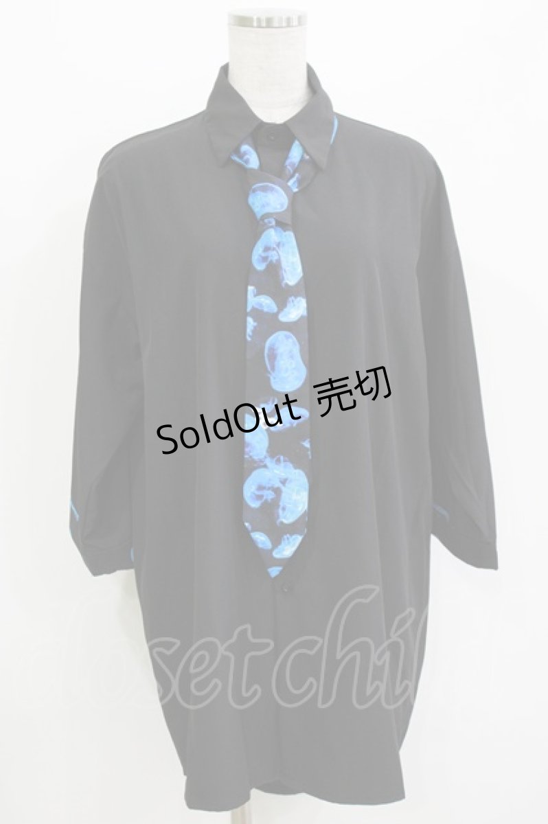 画像1: NieR Clothing / 海月リボン付きシャツ Free ブラック H-26-08-11-072-PU-BL-NS-ZH (1)