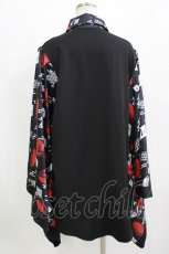 画像3: NieR Clothing / 着物風袖ブロッキングシャツ【和傘】 Free ブラック H-26-08-11-073-PU-BL-NS-ZH (3)