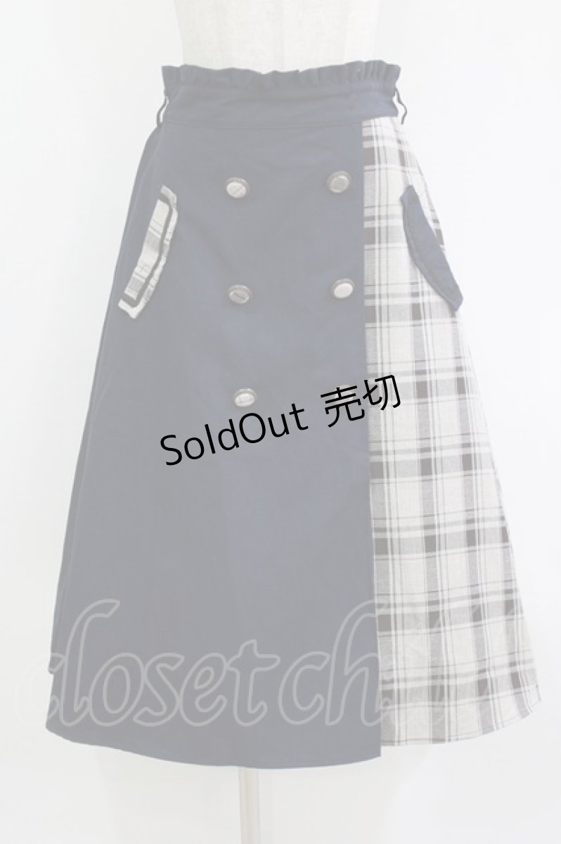 画像1: axes femme / パッチワークトレンチスカート M ネイビー H-26-08-11-009-AX-SK-NS-ZH (1)