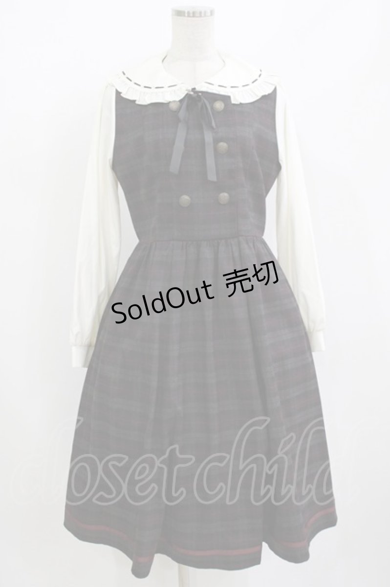 画像1: axes femme POETIQUE / ダブルボタンチェックワンピース M ブラック H-26-08-11-002-AX-OP-NS-ZH (1)