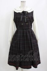 画像1: axes femme POETIQUE / ダブルボタンチェックワンピース M ブラック H-26-08-11-002-AX-OP-NS-ZH (1)