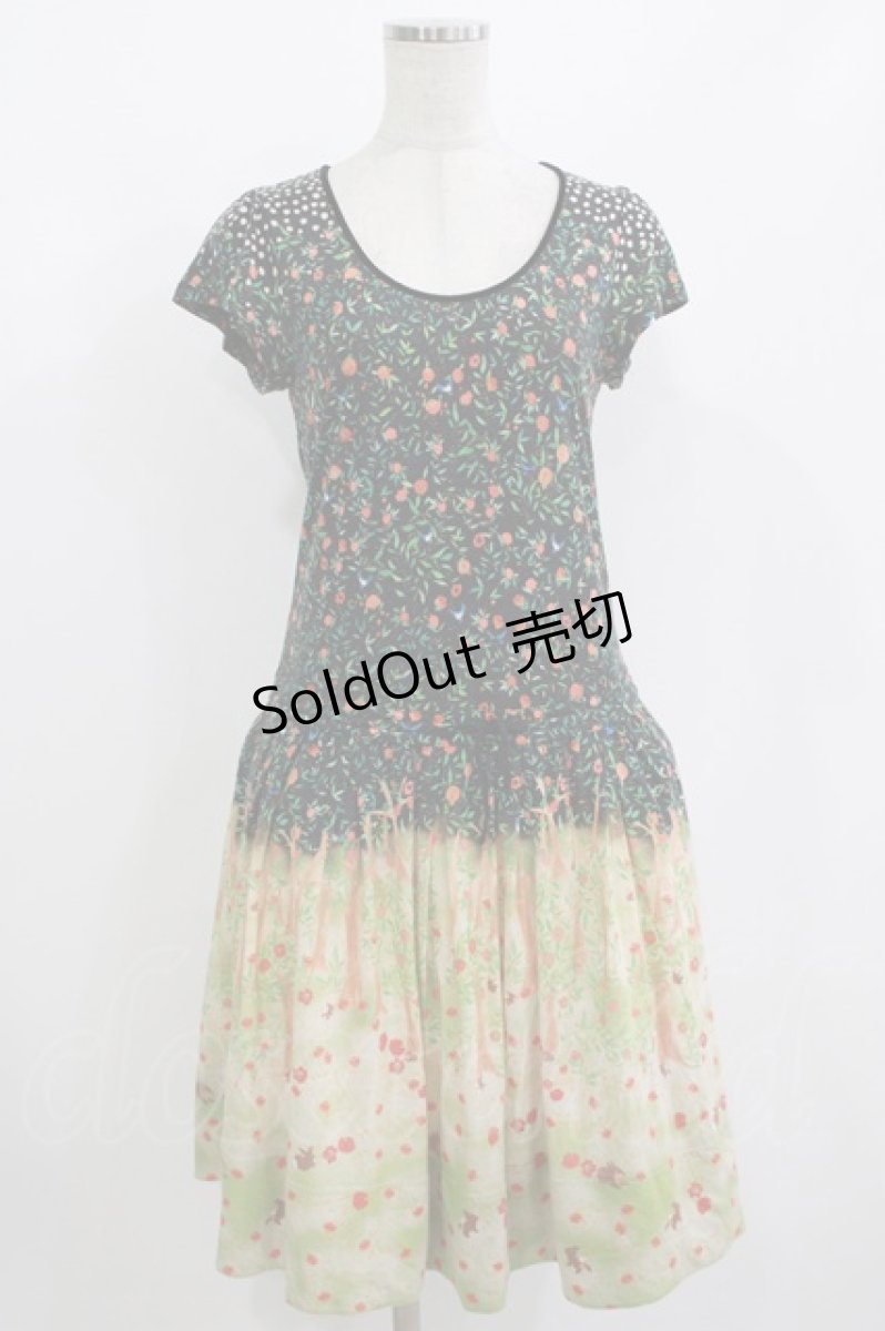 画像1: Franche Lippee / オリプリワンピース M ブラック/うさぎ H-26-08-11-019-LO-OP-NS-ZH (1)