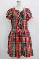 画像1: Cherir la femme / チェックワンピース M レッド H-26-08-11-022-LO-OP-NS-ZH (1)