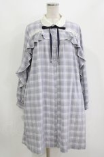 画像1: axes femme / チェック柄フリルミニワンピース Free サックス H-26-08-11-023-AX-OP-NS-ZH (1)