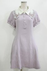 画像1: axes femme POETIQUE / レース襟半袖ワンピース M ラベンダー H-26-08-11-024-AX-OP-NS-ZH (1)
