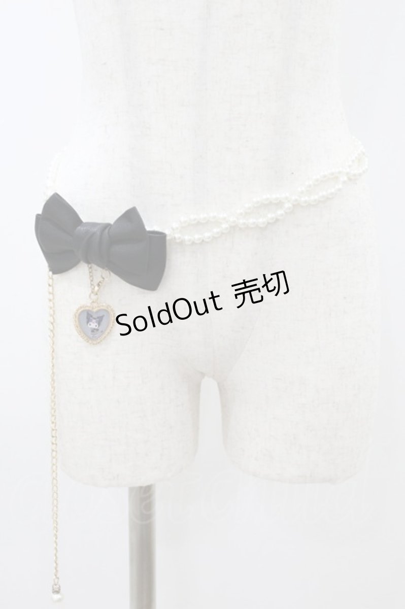 画像1: m petit by misako / サンリオキャラクターズコラボ クロミ パールベルト  ブラック H-26-08-12-005-LO-ZA-NS-ZH (1)