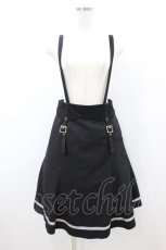 画像1: axes femme POETIQUE / ガーターデザインサス付スカート M ブラック H-26-08-12-029-AX-SK-NS-ZH (1)