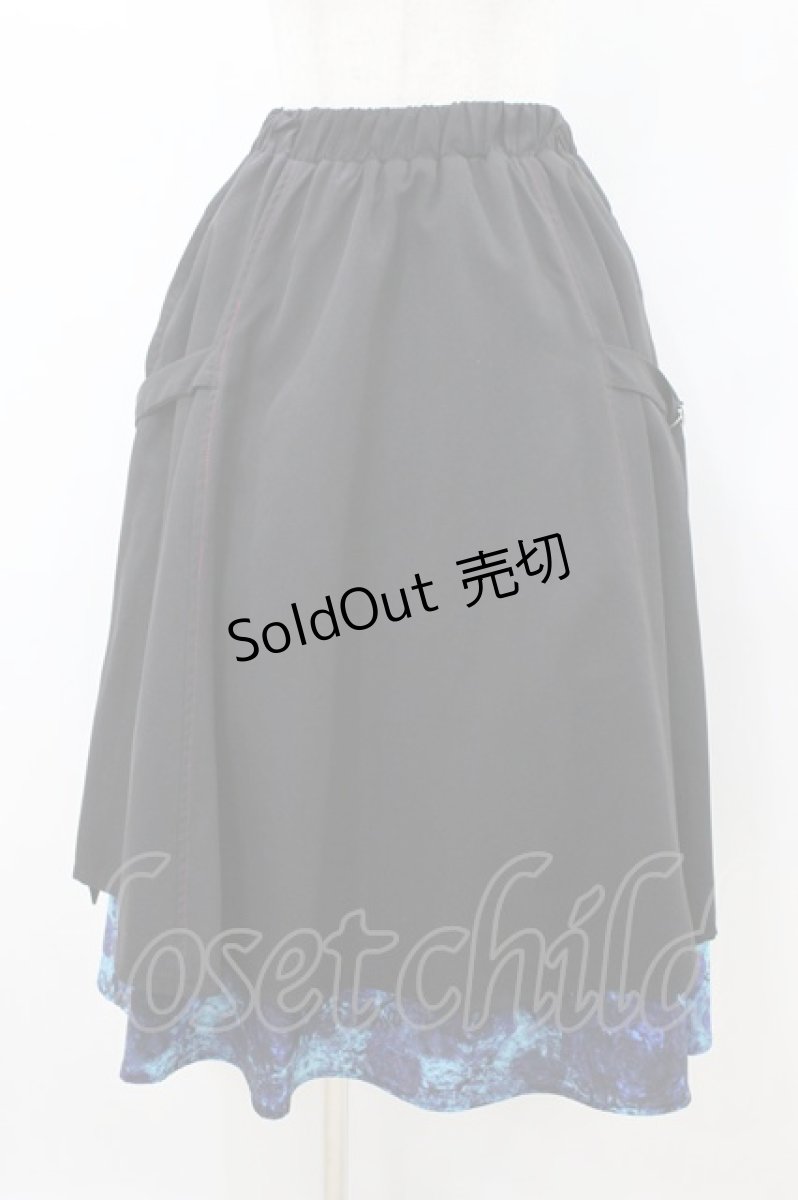 画像1: NieR Clothing / 青薔薇レイヤードスカート Free ブラック H-26-08-12-044-PU-SK-NS-ZH (1)