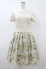 画像1: Jane Marple Dans Le Salon / ローズ柄トロンプルイユドレス M アイボリー H-26-08-12-047-JM-OP-NS-ZH (1)