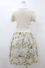 画像2: Jane Marple Dans Le Salon / ローズ柄トロンプルイユドレス M アイボリー H-26-08-12-047-JM-OP-NS-ZH (2)