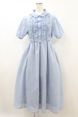 画像1: m petit by misako / AM*フリルギンガムOP L サックス H-26-08-12-1029-LO-OP-NS-ZH (1)