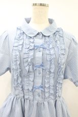 画像3: m petit by misako / AM*フリルギンガムOP L サックス H-26-08-12-1029-LO-OP-NS-ZH (3)