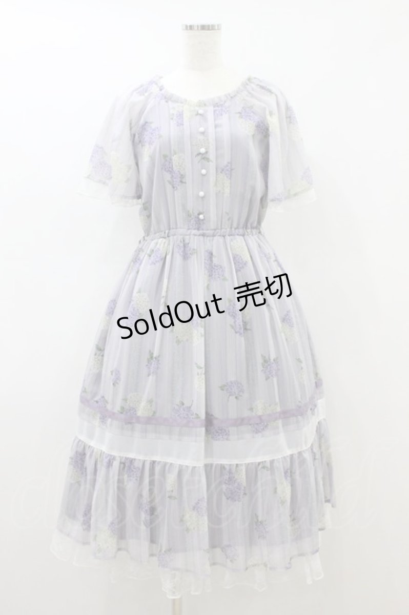 画像1: axes femme / 紫陽花シフォンワンピース M ラベンダー H-26-08-12-1030-AX-OP-NS-ZH (1)