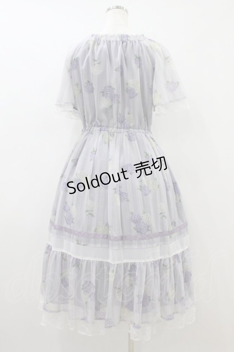 画像2: axes femme / 紫陽花シフォンワンピース M ラベンダー H-26-08-12-1030-AX-OP-NS-ZH (2)