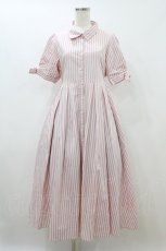 画像1: melume / maki/ストライプシャツワンピース L ピンク H-26-08-12-1032-LO-OP-NS-ZH (1)
