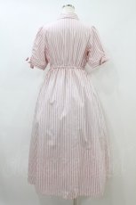 画像2: melume / maki/ストライプシャツワンピース L ピンク H-26-08-12-1032-LO-OP-NS-ZH (2)