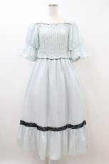 画像1: melume / maki/ドット柄ワンピース L サックス/黒ドット H-26-08-12-1036-LO-OP-NS-ZH (1)