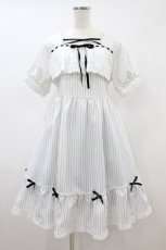 画像1: majoretty / 音梨まりあ/ストライプワンピース L 白/黒 H-26-08-12-1038-LO-OP-NS-ZH (1)