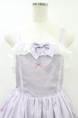 画像3: Chalmiere / パンジーカップケーキ柄ジャンパースカート M ラベンダー H-26-08-12-1042-AX-OP-NS-ZH (3)