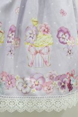 画像4: Chalmiere / パンジーカップケーキ柄ジャンパースカート M ラベンダー H-26-08-12-1042-AX-OP-NS-ZH (4)