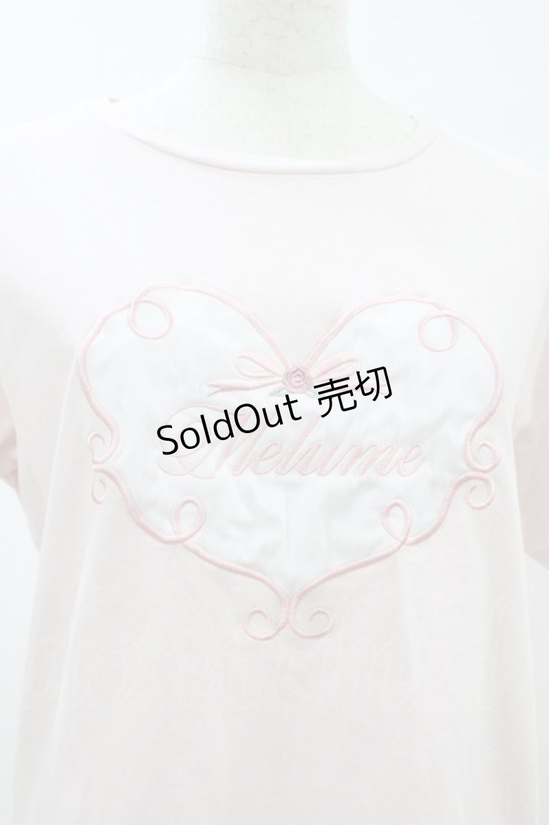 画像3: melume / maki/ロゴTシャツ L ピンク H-26-08-12-1053-LO-TS-NS-ZH (3)
