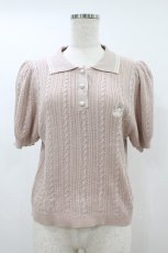 画像1: hudson honey / maki/ウサギ刺繍ケーブルニットプルオーバー L ピンク H-26-08-12-1057-LO-TO-NS-ZH (1)