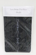 画像1: Sheglit / Lace Stripe Over Knee  ブラック H-26-08-12-1011-EL-ZA-NS-ZH (1)