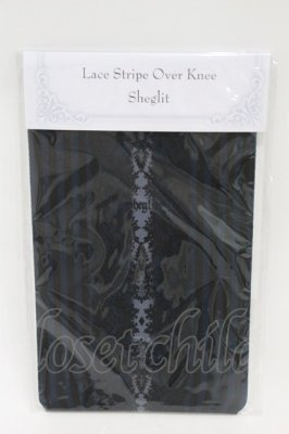 Preview of Lace Stripe Over Knee  ブラック
