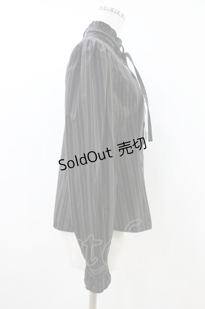 画像3: Sheglit / クラシカルストライプブラウス M ブラック H-26-08-12-1016-EL-BL-NS-ZH (3)