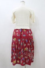 画像2: Jane Marple / Flower Marketのトロンプルイユドレス Free オフ/レッド H-26-08-12-048-JM-OP-NS-ZH (2)