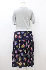 画像2: Jane Marple / Flower Marketのトロンプルイユドレス Free グレー/ネイビー H-26-08-12-049-JM-OP-NS-ZH (2)