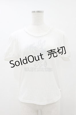 Preview of 時計うさぎのプリントTシャツ Free 白