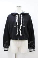 画像1: DearMyLove / フリルレース重ねショートパーカー M~L ブラック H-26-08-12-062-GO-TO-NS-ZH (1)