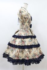 画像3: Chantilly / ビクトリアンブーケシャーリングワンピース Free 生成り/ネイビー H-26-08-12-010-GO-OP-NS-ZH (3)