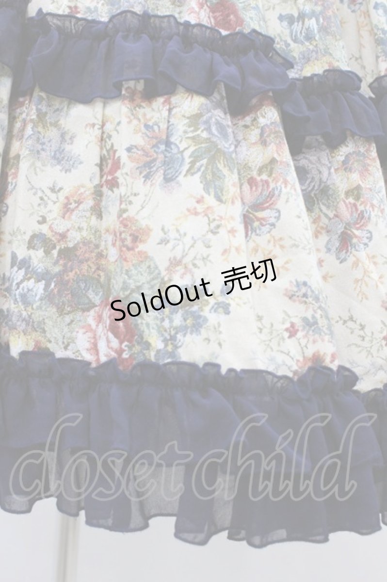 画像5: Chantilly / ビクトリアンブーケシャーリングワンピース Free 生成り/ネイビー H-26-08-12-010-GO-OP-NS-ZH (5)
