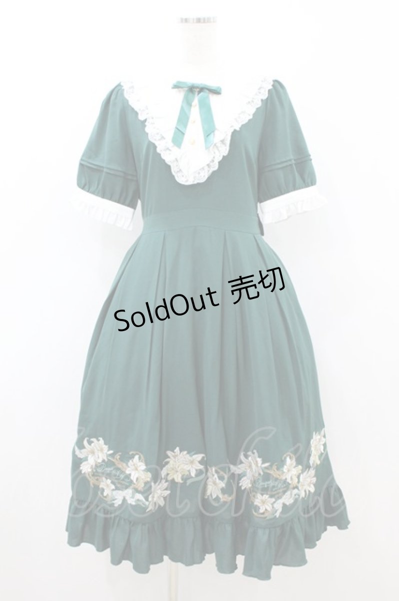 画像1: Amavel / Bouquet of Lily ミドルワンピース Free グリーン H-26-08-12-019-CA-OP-NS-ZH (1)