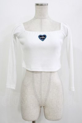 Preview of Berry off shoulder ribbed crop top  ホワイト