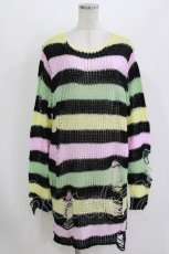 画像1: KILL STAR / Liqorice Knit Sweater L 黒×ピンク×ミント×イエロー H-26-08-13-049-PU-TO-KB-ZH (1)