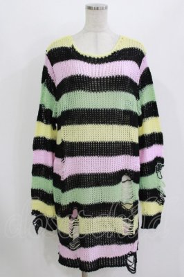 Preview of Liqorice Knit Sweater L 黒×ピンク×ミント×イエロー