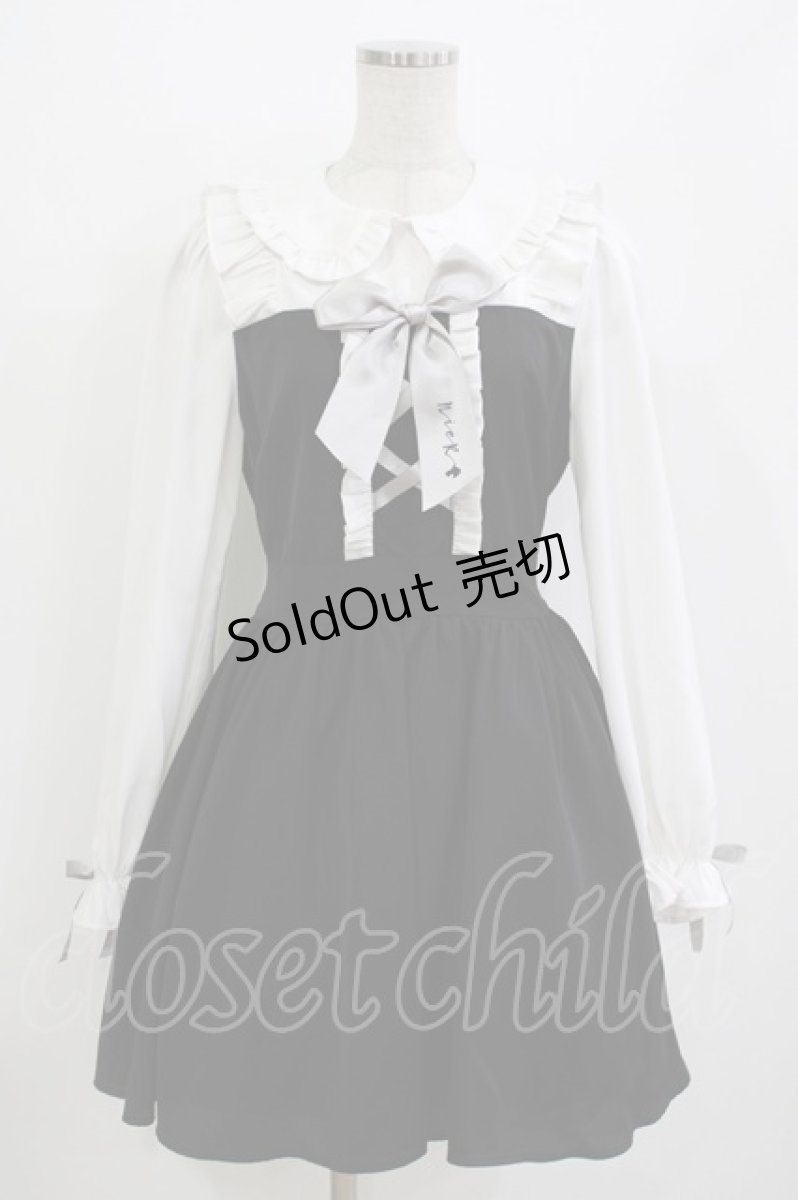 画像1: NieR Clothing / リボンフリルワンピース F 黒 H-26-08-13-020-PU-OP-AK-ZH (1)