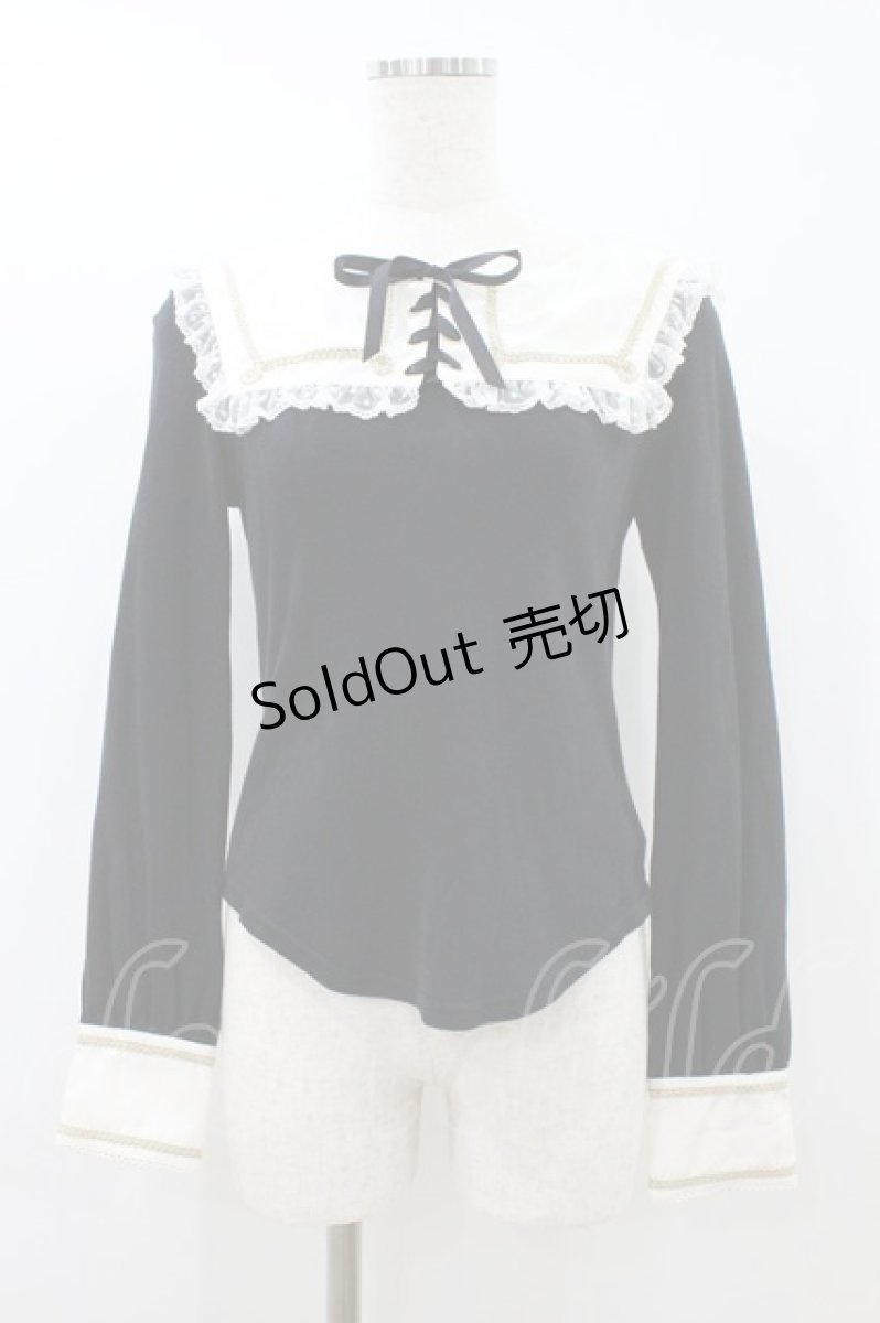 画像1: Angelic Pretty / あみあげ小公女カットソー Free ブラック H-26-08-14-040-AP-TO-NS-ZH (1)