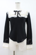 画像1: Angelic Pretty / あみあげ小公女カットソー Free ブラック H-26-08-14-040-AP-TO-NS-ZH (1)
