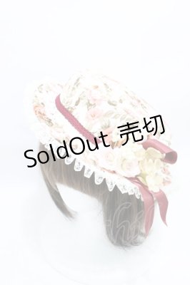Preview of コサージュハット  白×ピンク