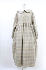 画像1: merry jenny / bear刺繍チェックワンピース F ベージュ H-26-08-14-1005-LO-OP-AK-ZH (1)