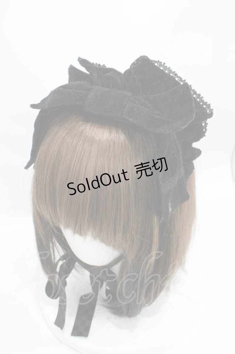 画像1: Antique beasT / 別珍リボンヘッドドレス  黒 H-26-08-14-1027-PU-AC-AK-ZH (1)