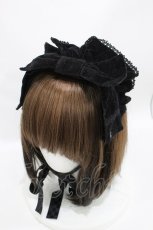 画像1: Antique beasT / 別珍リボンヘッドドレス  黒 H-26-08-14-1027-PU-AC-AK-ZH (1)