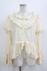 画像1: ALONE御花園（海外ロリータブランド） / フィッシュテールブラウス XL 生成り H-26-08-15-043-PU-BL-NS-ZH (1)