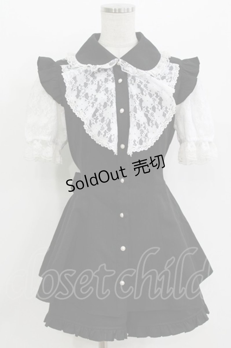 画像1: Secret Honey / 袖&ラッフルレース半袖セットアップ M ブラック H-26-08-16-037-CA-OP-NS-ZH (1)